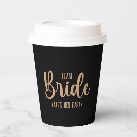 The Bride Team Elegant Bachelorette Pappbecher (Vorderseite)