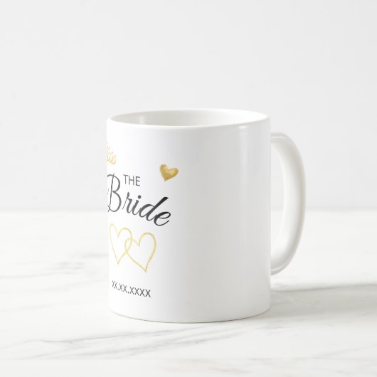 The Bride Wedding Date Elegant Design Kaffeetasse (VorderseiteRechts)