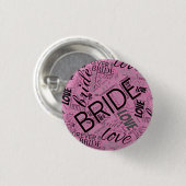 The Bride Word Cloud Black ID253 Button (Vorne & Hinten)