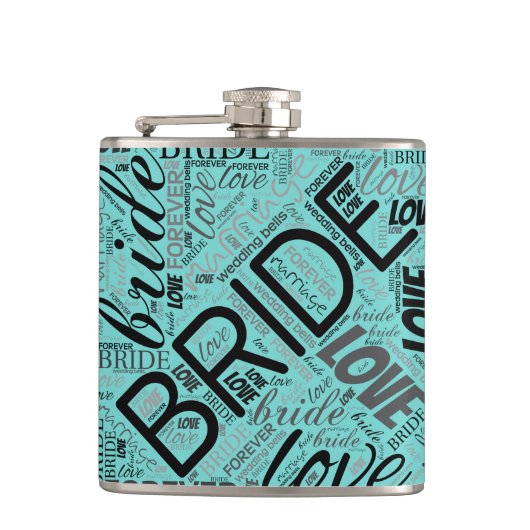 The Bride Word Cloud Black ID253 Flachmann (Vorderseite)