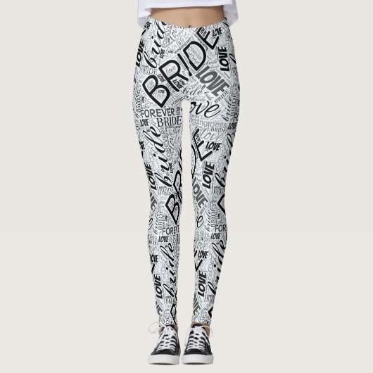 The Bride Word Cloud Black ID253 Leggings (Vorderseite)