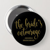 The Bride's Entourage Gold Glitzer Bachelorette Button (Vorne & Hinten)