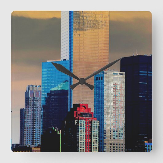 The Broad Financial Center Manhattan New York Post Quadratische Wanduhr (Vorderseite)