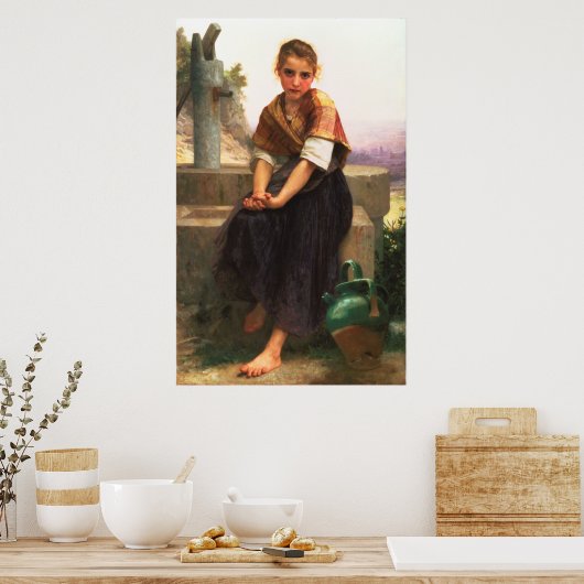 The Broken Pitcher von William-Adolphe Bouguereau Poster (Küche)