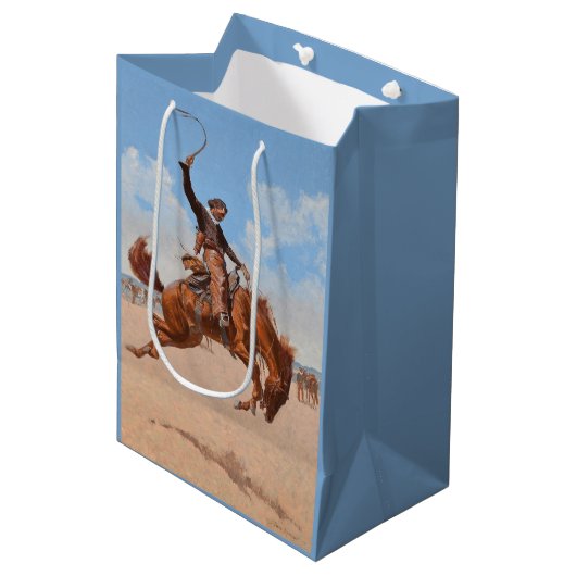The Bronco Buster (von Frederic Remington) Mittlere Geschenktüte (Vorderseite Schrägansicht)