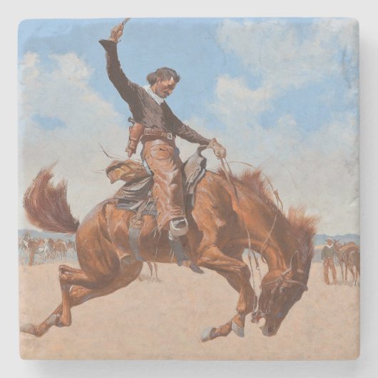 The Bronco Buster (von Frederic Remington) Steinuntersetzer (Vorderseite)