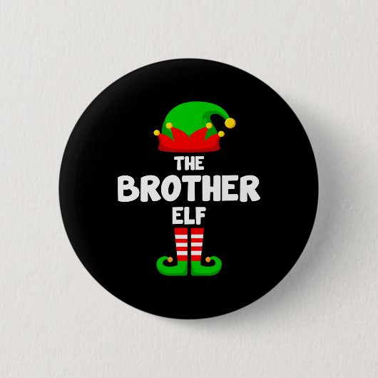 The Brother Elf Funny Christmas Matching Family Pa Button (Vorderseite)