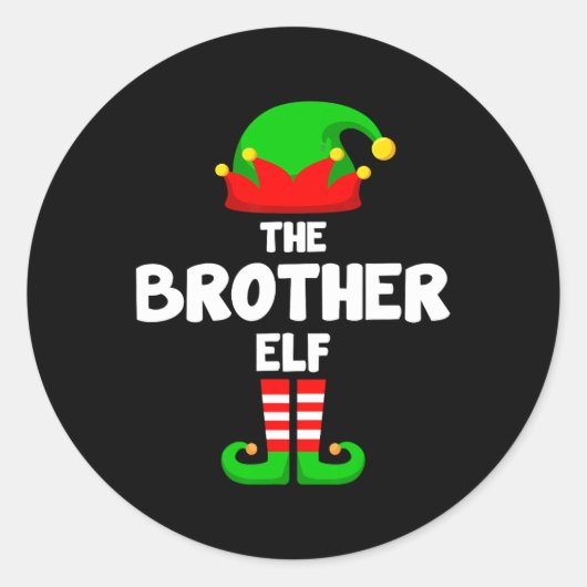 The Brother Elf Funny Christmas Matching Family Pa Runder Aufkleber (Vorderseite)