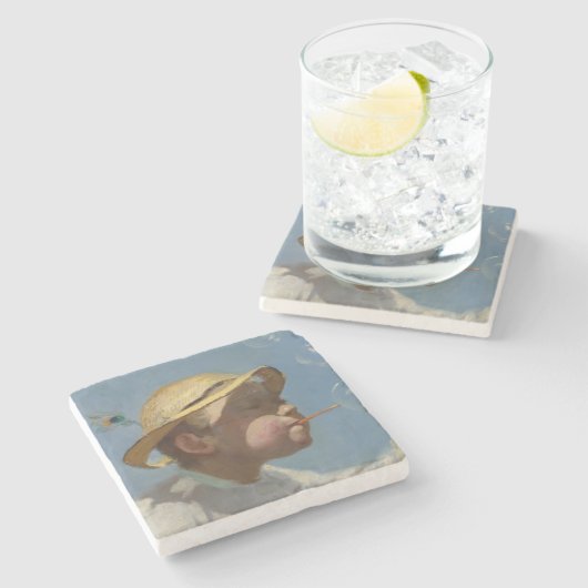 The Bubble Boy (von Paul Peel) Steinuntersetzer (Seitenansicht)