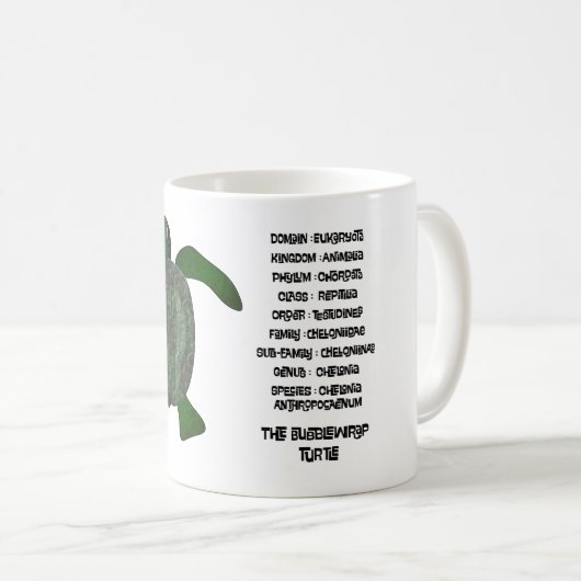 The bubble wrap turtle. (Chelonia anthropoceaenum) Kaffeetasse (VorderseiteRechts)