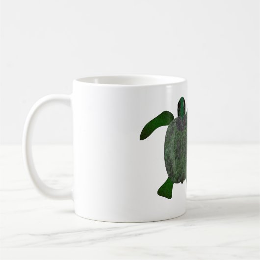 The bubble wrap turtle. (Chelonia anthropoceaenum) Kaffeetasse (Links)