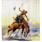 "The Bucker" Western Art von Charles M. Russell Duschvorhang (Vorderseite)