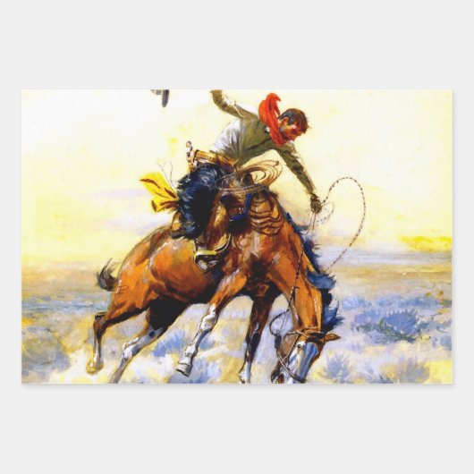 "The Bucker" Western Art von Charles M. Russell Geschenkpapier Set (Vorderseite 3)