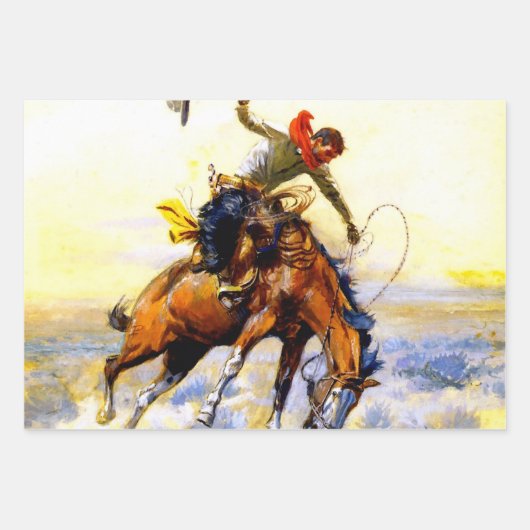 "The Bucker" Western Art von Charles M. Russell Geschenkpapier Set (Vorderseite 2)