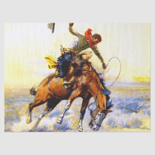 "The Bucker" Western Art von Charles M. Russell Seidenpapier (Vorderseite)