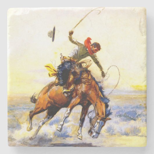 "The Bucker" Western Art von Charles M. Russell Steinuntersetzer (Vorderseite)