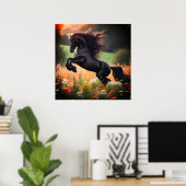 The Bucking Black Stallion Poster on 24x24 Poster (Heimbüro)