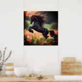 The Bucking Black Stallion Poster on 24x24 Poster (Küche)