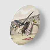 The Bull Leaping the Barriers, 1865 (Farbe litho) Runde Wanduhr (Winkel)