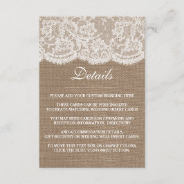 The Burlap & Lace Wedding Collection Begleitkarte