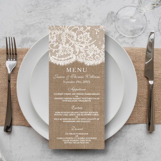 The Burlap & Lace Wedding Collection - Menü