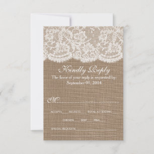 The Burlap & Lace Wedding Collection RSVP Karte