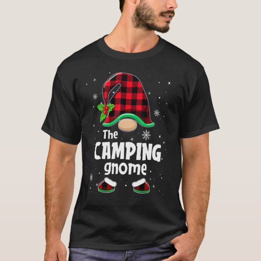 The Camping Gnome Buffalo Plaid Christmas Matching T-Shirt (Vorderseite)