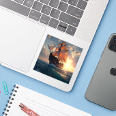 The Captain's Pride - Square Vinyl  Aufkleber (Laptop mit iPhone)