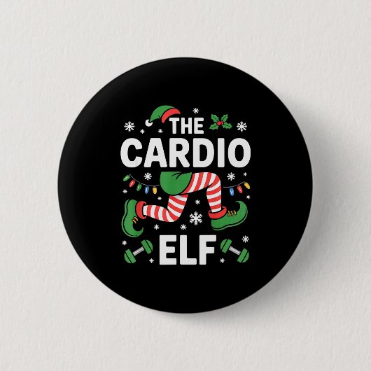 The Cardio Elf Funny Fitness Christmas Gym Workout Button (Vorderseite)