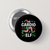 The Cardio Elf Funny Fitness Christmas Gym Workout Button (Vorne & Hinten)
