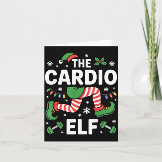 The Cardio Elf Funny Fitness Christmas Gym Workout Karte (Vorderseite)