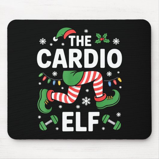 The Cardio Elf Funny Fitness Christmas Gym Workout Mousepad (Vorne)