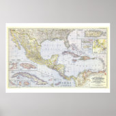 " The Caribbean: 1947 And Countries MAP ... Poster (Vorne)