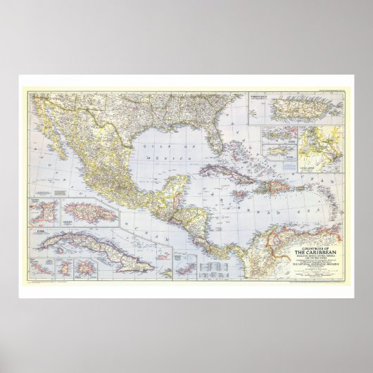 " The Caribbean: 1947 And Countries MAP ... Poster (Vorne)