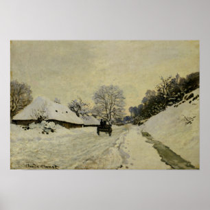 The Cart, oder Road under Snow at Honfleur, 1865 Poster