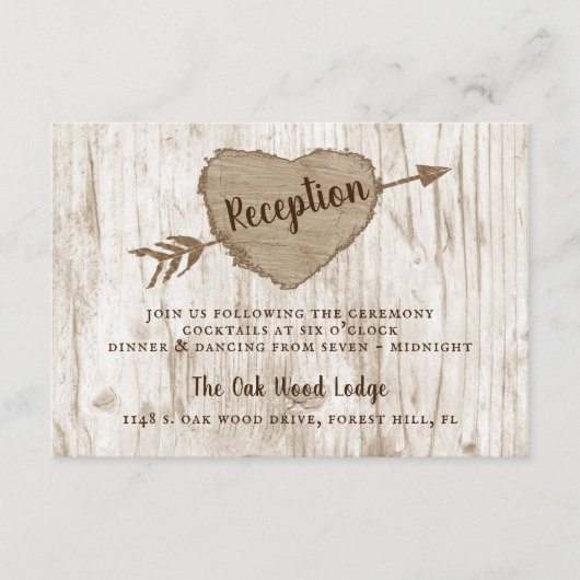 The Carved Heart Tree Wedding Collection Empfang Begleitkarte (Vorderseite)