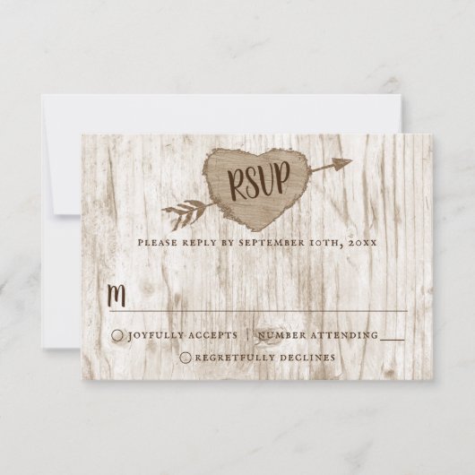 The Carved Heart Tree Wedding Collection UAWG RSVP Karte (Vorderseite)