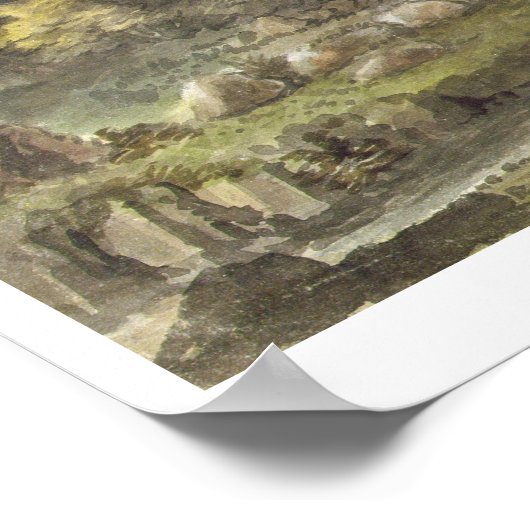 The Cascade Waterfall at Hestercombe Gardens (w/c Poster (Ecke)