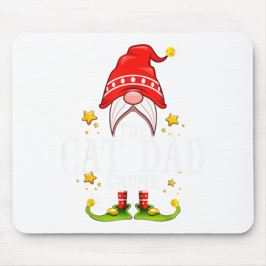 The Cat Dad Gnome Christmas Matching For Men Women Mousepad (Vorne)