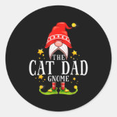 The Cat Dad Gnome Christmas Matching For Men Women Runder Aufkleber (Vorderseite)