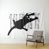 The cat hangs on musical notes wandteppich (Beispiel (Horizontal))