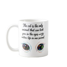 The Cat Judge" Mug — Funny Cat Eyes Quote Coffee
