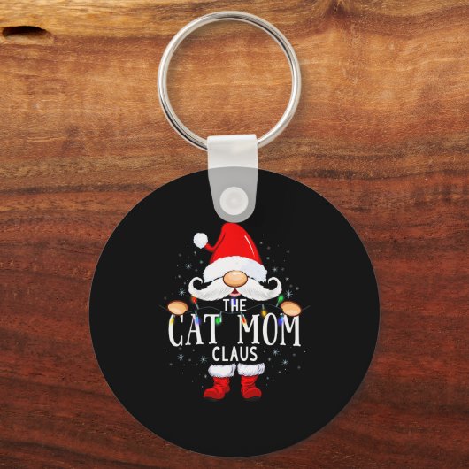 The Cat Mom Claus Christmas Matching Pajama Men Wo Schlüsselanhänger (Vorderseite)