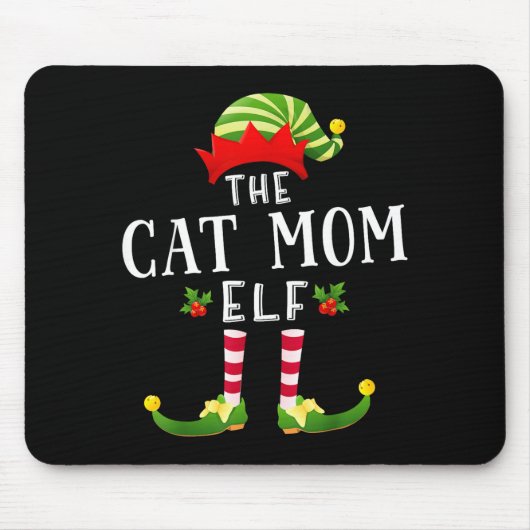 The Cat Mom Elf Christmas Matching Pajama Men Wome Mousepad (Vorne)