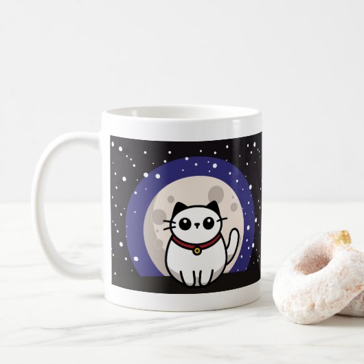 The Cat on the Moon Mug Tasse (Mit Donut)