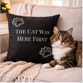 The Cat Was Here First Minimalist Pillow Kissen