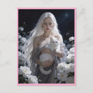 The cat woman in the night postkarte