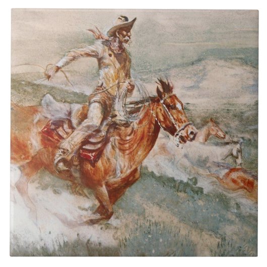 "The Chase" Western Art von Edward Borein Fliese (Vorderseite)