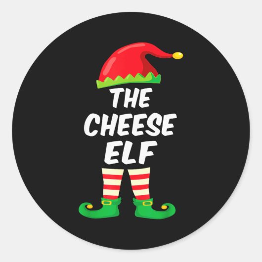 The Cheese Elf Family Matching Funny Christmas Cos Runder Aufkleber (Vorderseite)