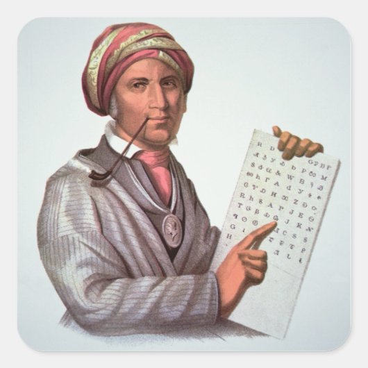 The Cherokee Scholar, Sequoyah (1776-1843) (Farbe Quadratischer Aufkleber (Vorderseite)